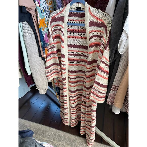 Torrid 2 Kimono Cardigan - Cotton Multi Stripes NWOT - Picture 3 of 5